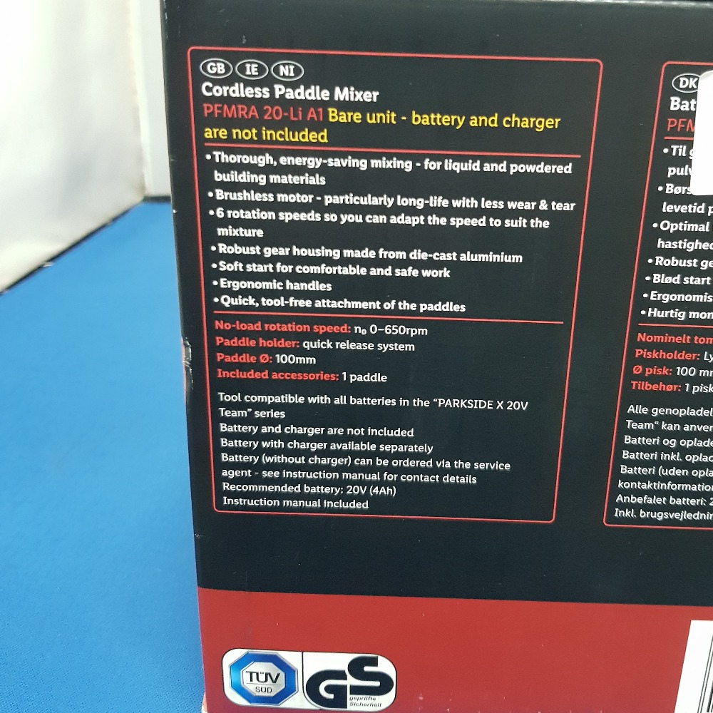 Parkside 20V Cordless Paddle Mixer Bare Unit Mixing Paint Plaster